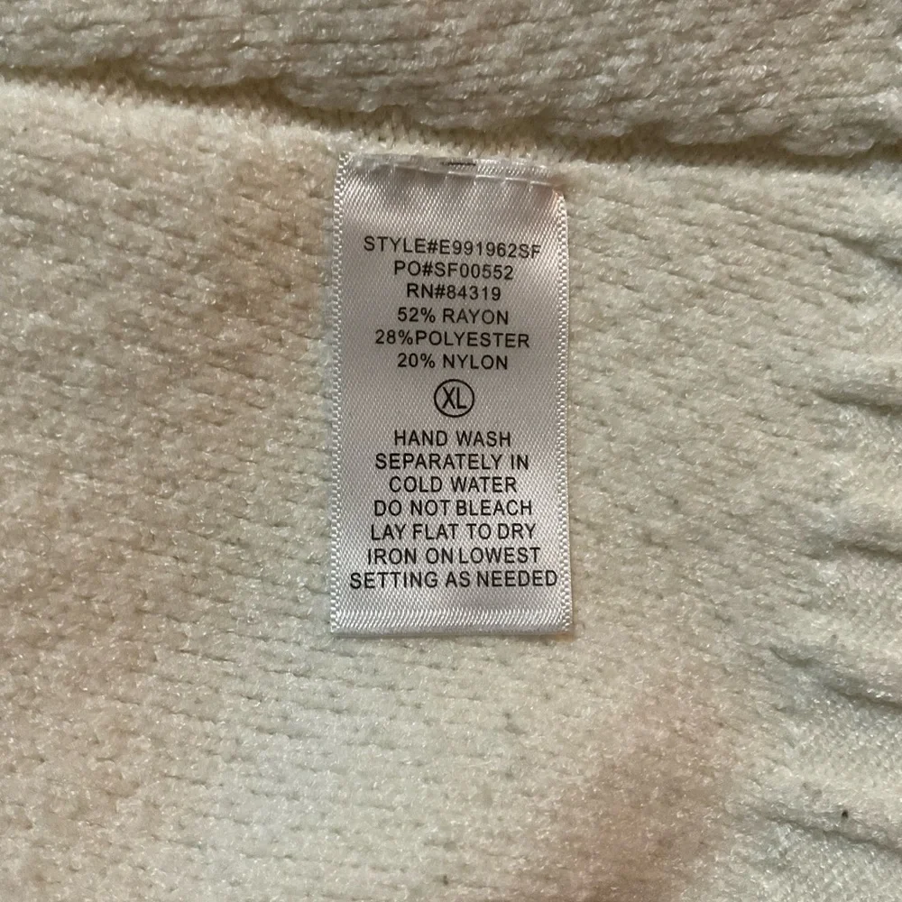 Abercrombie & Fitch Men’s Cable Knit Sweater Cream Talla L Merino Blend